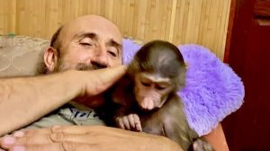 Анфиса устроила нам ОБЕДЕННЫЙ ПЕРЕРЫВ, выгнала всех с дивана, а от папы не отходит)))