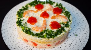 Салат с креветками и крабовыми палочками