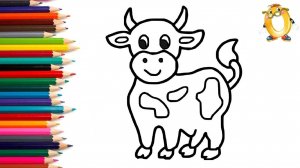 Мультик - раскраска для детей КОРОВА. Учимся как рисовать ЖИВОТНЫХ вместе с детьми // ОБУЧАШКА ТВ