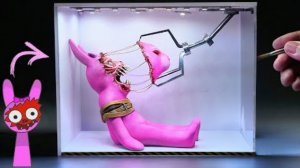 Реалистичная диорама Incredibox Sprunki Pinky в лаборатории.