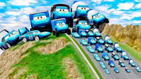 Все КРУТЫЕ Кинг против спуска! Молния Маквин и его друзья!