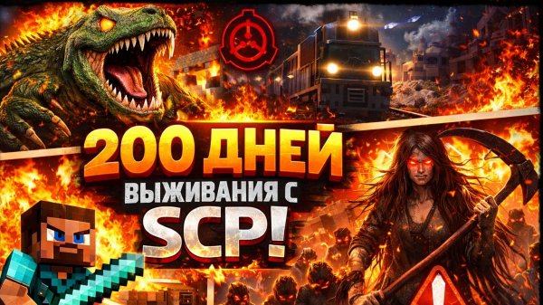 😱200 Дней Выживания с SCP-682 РЕПТИЛИЯ, SCP-052 ПОЕЗД, SCP 352 АПОКАЛИПСИС в Майнкрафт..