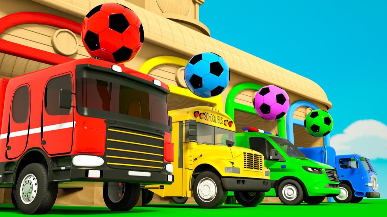 Мультяшки про машинки! Жёлтый школьный автобус! Разноцветные шарики! Мультяшки для детишек!