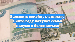 Балынин: семейную выплату в 2026 году получат семьи с двумя и более детьми