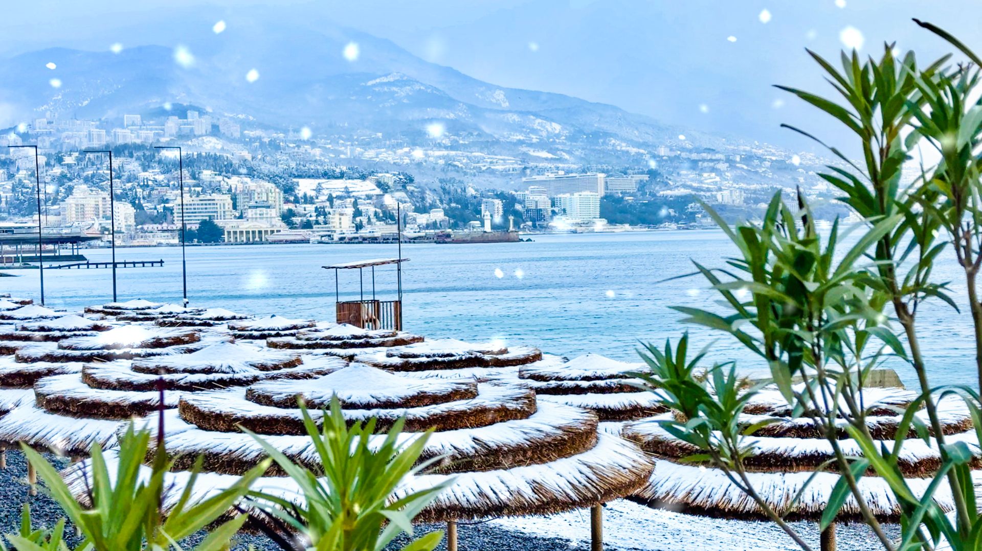 ЯЛТА! СНЕГОПАД ОБРУШИЛСЯ на курорт! Снег в Ялте на Новый год! Такого давно не видели! Крым сегодня смотреть онлайн