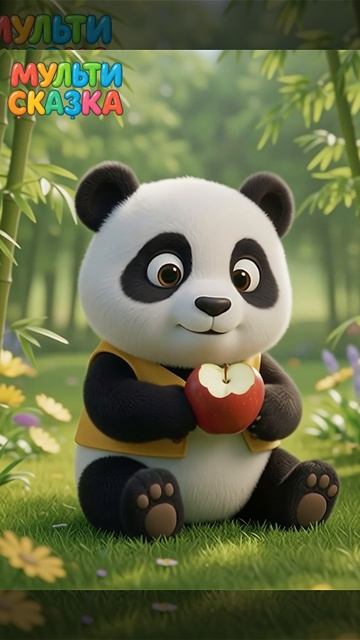 Панда и яблоко