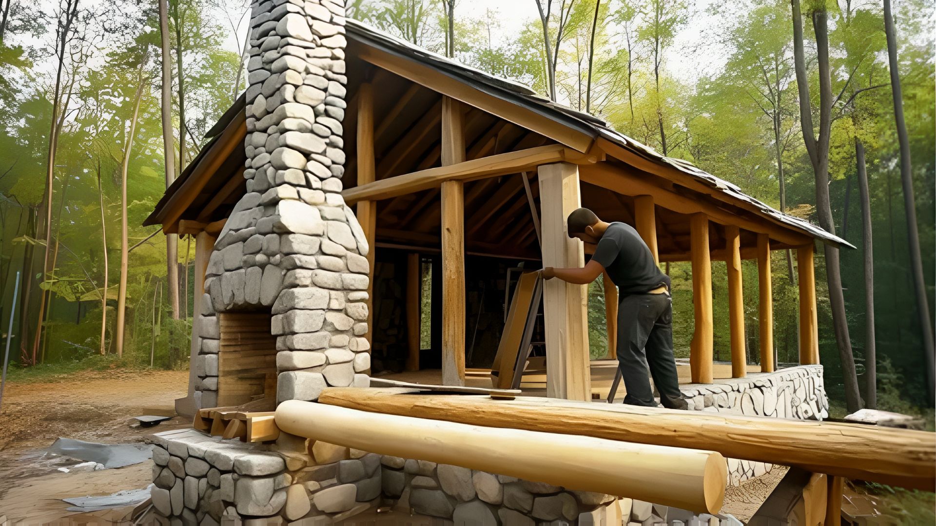 Строим уютный лесной домик из камней и брёвен. Бушкрафт смотреть онлайн