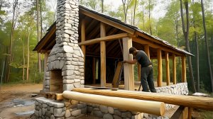 Строим уютный лесной домик из камней и брёвен. Бушкрафт