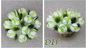 Букет подснежников из конфет на Новый Год. Подарки своими руками Diy