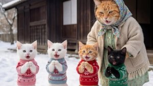 Котенок Джинджер. Бабушка и котята убирают заснеженный дом. Трогательный день спасения