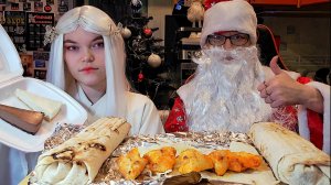 Новогодний Мукбанг | Шаурма острая,Шашлык куриный,Чизкейк | Обжор Асмр