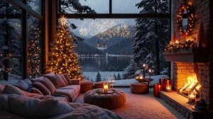 Новогодняя зимняя ночь в домике ❄️✨Уютный камин и фейерверк вдалеке — Волшебство праздника для души
