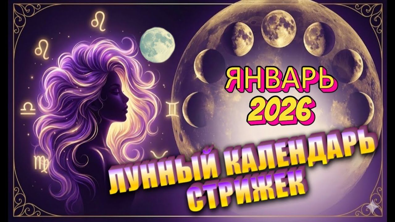 Лунный календарь стрижек на ЯНВАРЬ 2026. Благоприятные дни! смотреть онлайн