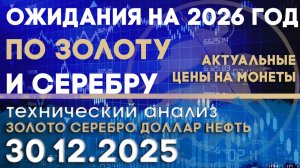 Ожидания по золоту и серебру на 2026 год. Анализ рынка золота, серебра 30.12.2025 г