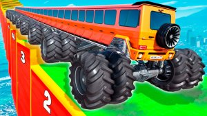 Как далеко сможет чит монстр трак забраться по ступенькам лестницы? Эксперименты ГТА 5