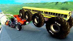 МУЛЬТИКИ ПРО МАШИНКИ Эпические прыжки и столкновения на скоростном монстр-траке Beamng Drive #125