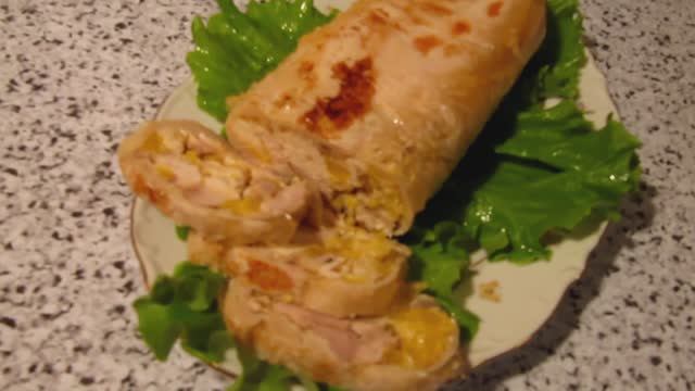 Рулет куриный с апельсином в духовке