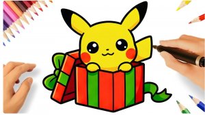 КАК ЛЕГКО НАРИСОВАТЬ МИЛОГО В ПОДАРКЕ ПИКАЧУ 🎁