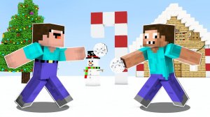 СНЕЖНАЯ БИТВА НУБ ПРОТИВ ПРО В МАЙНКРАФТ ! НУБИК И ПРО ИГРАЮТ В СНЕЖКИ И ТРОЛЛИНГ ЛОВУШКАMINECRAFT