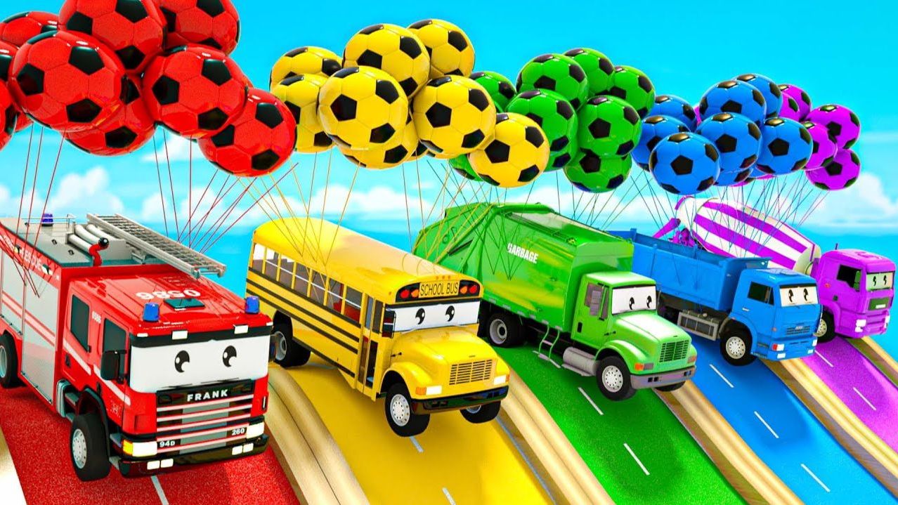 Мультяшки про машинки - Развивающие видео для детей! Футбольные мячи! Колёса на автобусе!