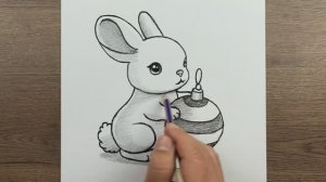 Как легко нарисовать милого БЕЛОГО КРОЛИКА карандашом: пошаговый урок по рисованию животных