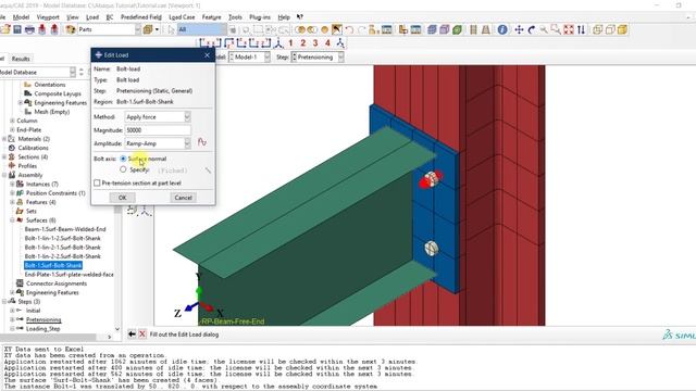 #19 ABAQUS Tutorial Modeling Bolt Pretension in Static Analysis смотреть онлайн