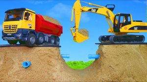 ЭКСКАВАТОР КОПАЕТ ЯМУ. МУЛЬТИК ПРО ЭКСКАВАТОР.