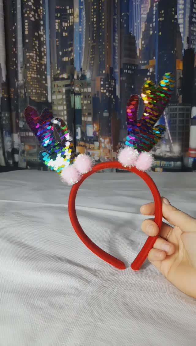 Праздничный ободок - рога оленя в пайетках смотреть онлайн