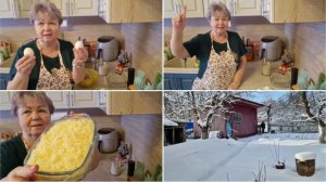 СДЕЛАЛА СВОЙ ЛЮБИМЫЙ САЛАТ "ПАРИЖ В СНЕГУ", А ЛЁШИК ПОКИДАЛ СНЕЖКУ.