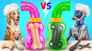 Робот собака против реальной собаки