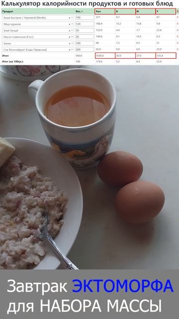 ЗАВТРАК ЭКТОМОРФА ДЛЯ НАБОРА МАССЫ #shorts смотреть онлайн