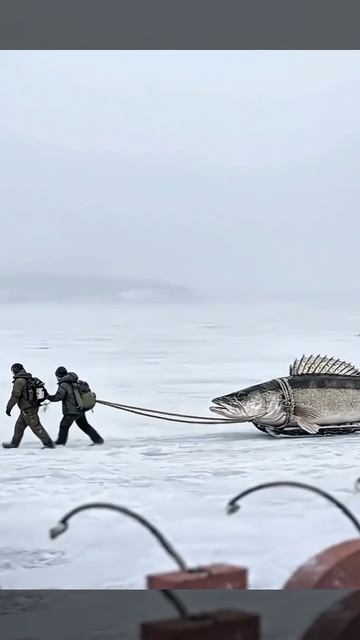 Мужики на Новый год поймали огромного судака и тащат его домой!!. Часть 1-я. смотреть онлайн