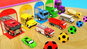 Мультики про машинки - Учим цвета с помощью футбольных мячей - Детские стишки и песни