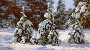 Eлочки  .Живопись маслом