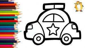 Мультик - раскраска для детей ПОЛИЦЕЙСКАЯ МАШИНА. Учимся как рисовать МАШИНУ с детьми // ОБУЧАШКА ТВ