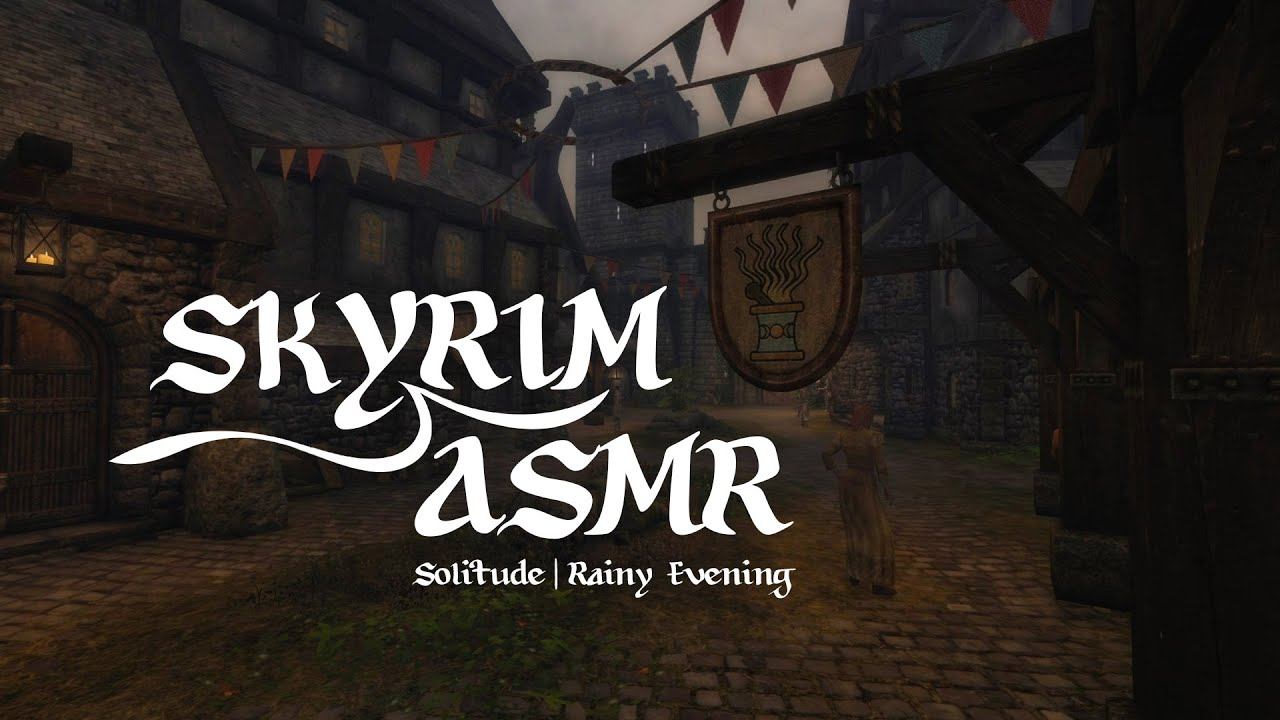 Skyrim ASMR | Solitude | Ambient Music & Rainy Evening