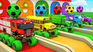 Мультяшки про машинки - Бассейн с разноцветными футбольными мячами - детские стишки и песенки