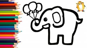 Мультик - раскраска для детей СЛОНИК. Учимся как рисовать СЛОНА  // ОБУЧАШКА ТВ