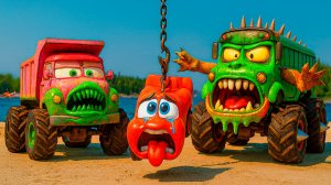 Мультик тачки Молния Маквин и Метр бегут от Зомби . Губка Боб  беги от Зомби ! Беги, Маквин!