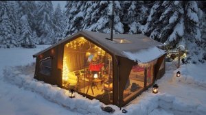 Две ночи кемпинга в люксовой палатке в глубоком снегу. Бушкрафт