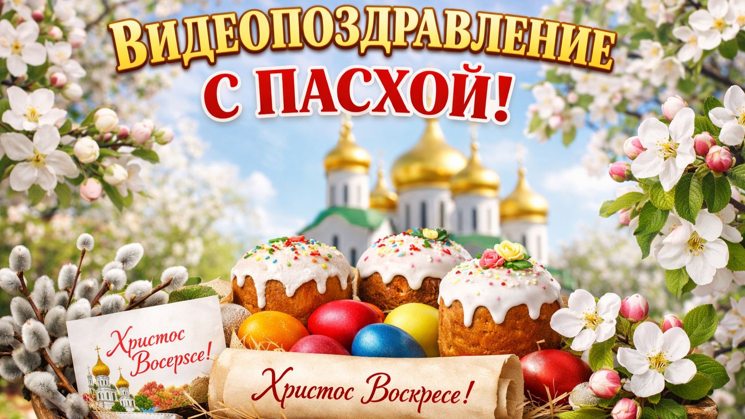 Пасхальное поздравление от наших девочек: макеты куличей и добрые слова