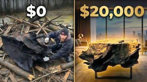 Из обычного пня сделал шикарный обеденный стол своими руками и бесплатно