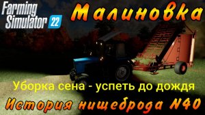 Farming Simulator 22. Малиновка. История нищеброда №40. Уборка сена - успеть до дождя.