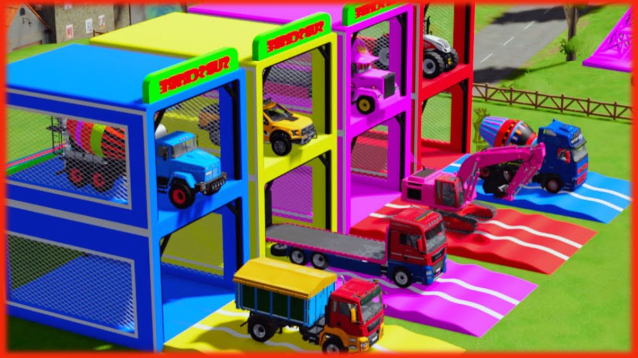Мультики для детей и малышей про яркие и Громкие грузовики которые гоняют по трассам до гаража смотреть онлайн