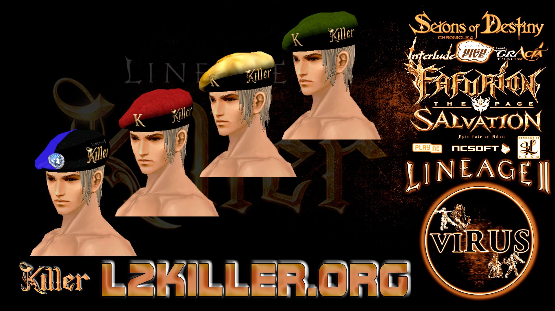 Four Army Berets For Www.L2Killer.org Server. LINEAGE II-C4 Scions Of Destiny ◄√i®uS►