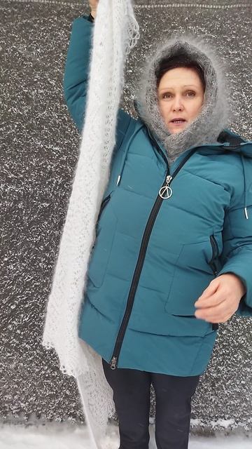 89507716355 Пуховая, белая косынка. Белый лебедь. Ручная работа. смотреть онлайн