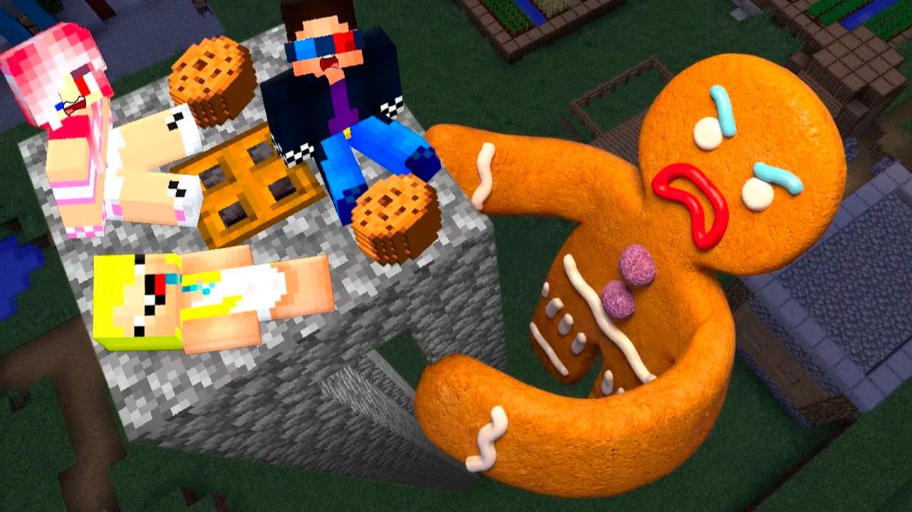 🍪ЗЛОЙ ПРЯНЯ НАПАЛ НА НАШУ ДЕРЕВНЮ ЖИТЕЛЕЙ В МАЙНКРАФТ! ШЕДИ ЛЕСКА И НУБИК MINECRAFT смотреть онлайн