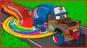 Мультики машинки для детей. Яркие краш тесты ПЕПСИ машинок из мультика ТАЧКИ. Мультики для малышей