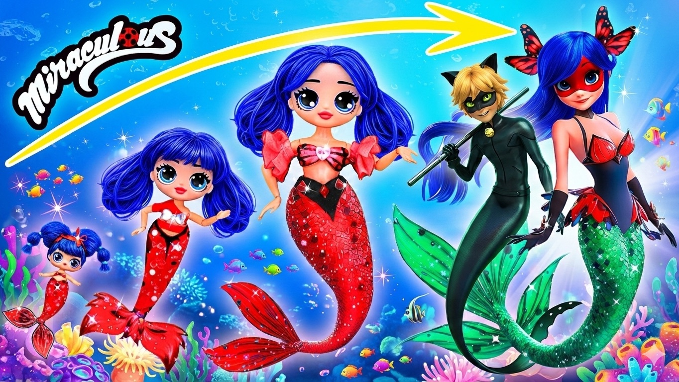 Взросление Леди Баг и Супер Кота русалки! Поделки для кукол ЛОЛ ОМГ! смотреть онлайн