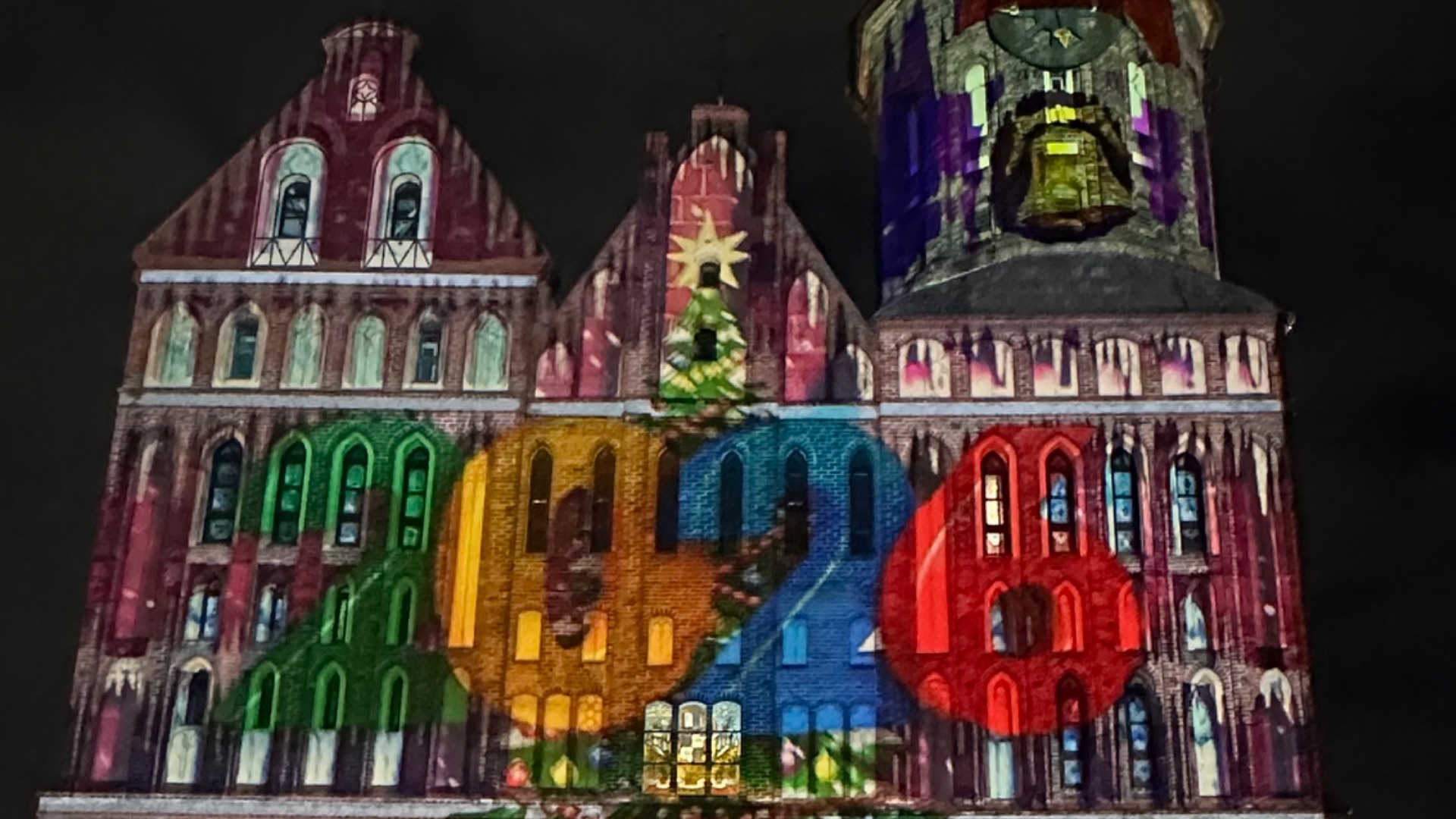 New year’s light show 2026. Cathedral. Kaliningrad.
